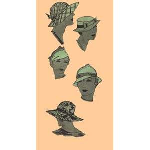   1935 Set of Four Ladies Hats Pattern, Head Size 23 