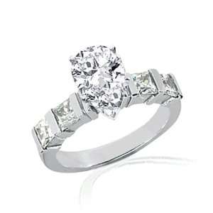 30 Ct Pear Shaped Diamond Engagement Ring Bar Set CUT:VERY GOOD 14K 