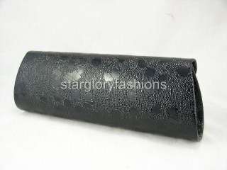 Fashion Black PU Leather Leopard Print Purse Clutch  
