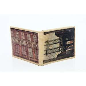  New York and Manhattan Bridge Combo Bi Fold 100% Leather 