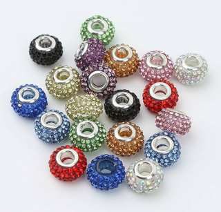 Wholesale Mix 20Pcs Silver Core Swarovski Crystal Beads Fit Charm 