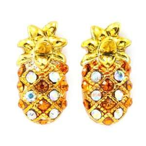   Florida Summer Pineapple Fruit Crystal Earrings 