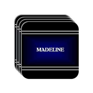   Name Gift   MADELINE Set of 4 Mini Mousepad Coasters (black design