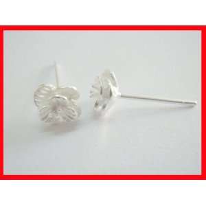  Flower Stud Earrings Solid Sterling Silver .925 #4130 