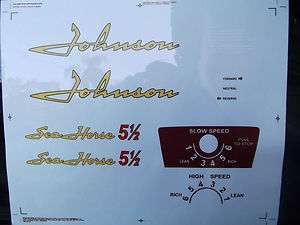 1958 Johnson CD 15 5 1/2 HP Outboard Motor Decals  