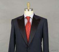   Spartaco Midnight Blue Italy Wool 40L 40 Peak Lapel Tuxedo Suit  