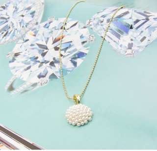   Gold Plated Hemisphere Full White Beads Pearl Mushroom Necklace Chain