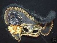 Venetian Mask Halloween Lady Pirate Hat Black and Gold  