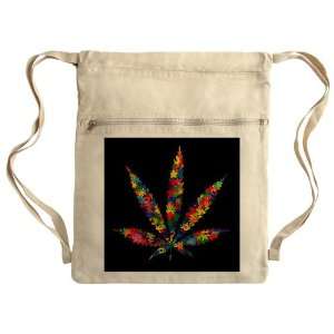   Messenger Bag Sack Pack Khaki Marijuana Flowers 60s 
