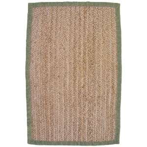  Jute Rug Beige Natural Fiber Carpet Green Chenille 8x10 