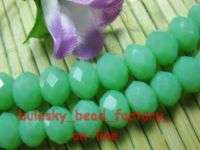 15 Faceted Glass Rondelle Bead 8mm Opaque Green  