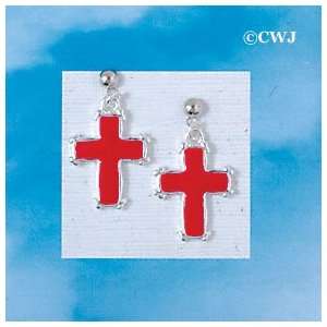  EP   C1404   Red Enamel Cross with Simple Silver Border 