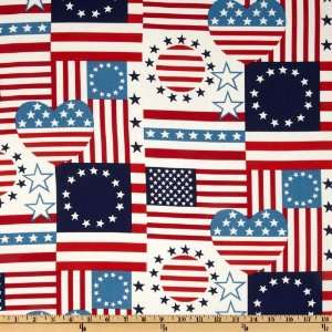 44 Wide Love Luck and Liberty Heart Of America Red/White/Blue Fabric 