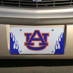   Auburn Tigers Silver Mirrored Flame License Plate