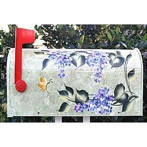  Handpainted Mailbox   Lilac w/Butterfly/Mossy Green with 