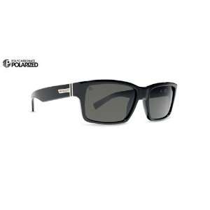  Von Zipper Fulton Sunglasses Black Gloss Frame/Grey Poly Polarized 