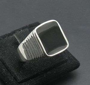STERLING SILVER CLASSIC RING SOLID 925 BLACK ENAMEL MEN NEW SIZE 7 