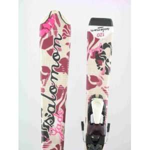 Used Salomon Jade Girls Jr Kids Snow Skis w/Binding 120cm C  