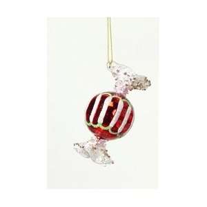    Round Candy with Stripes Glass Candy Ornament