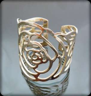 Romantic Polished Gold GP Rose Bangle Lace Bracelet NEW  