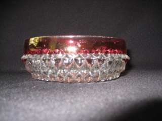 Indiana Glass Ruby Band Diamond Point Chip & Dip Bowl  
