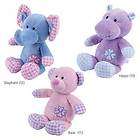 Zanies Big Plush Squeaker Dogs Toy Gingham Tots Squeaky Bear Hippo Dog 