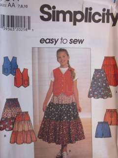 Simplicity Pattern 7611 Top Vest Shorts Tiered Skirt  