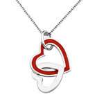 ELLE Jewelry ELLE Sterling Silver Red and White Double Heart Necklace