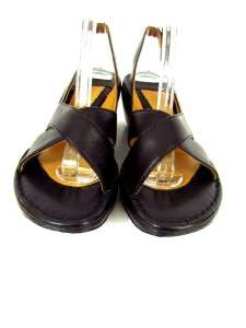 womens black BORN slingbacks sandals wedge heels shoes open toe 