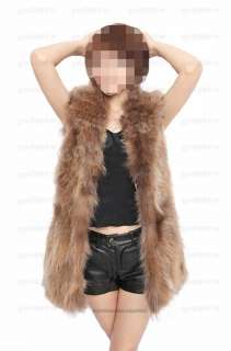 100% Real Genuine Raccoon Fur long Vest Jacket Coat Gilet Waistcoat 