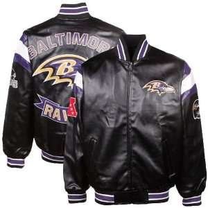 Baltimore Ravens Black Pleather Varsity Full Zip Jacket 