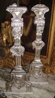 PAIR GERMAN c1780 SILVERED REPOUSSE 18TH CENTURY CANDLESTICKS 23 
