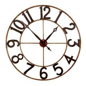  Large Iron Open Numbers Wall Clock   Antiqued Gold: Home 