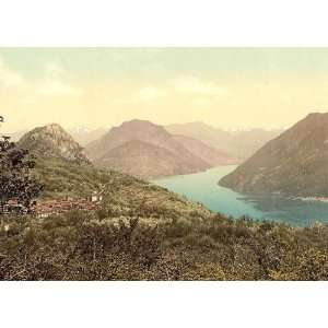 Vintage Travel Poster   Lugano Monte Bre` Tessin Switzerland 24 X 17.5