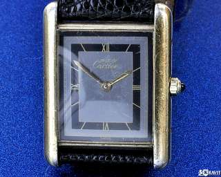 Fine Mens Cartier Silver Vermeil Tank Wrist Watch  