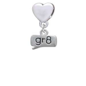  gr8   Great   Text Chat European Heart Charm Dangle Bead 