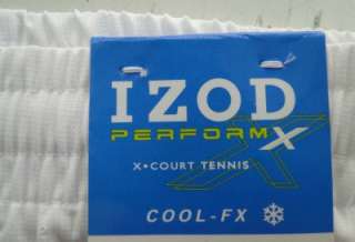 Mens $50 IZOD PerformX White X Court TENNIS SHORTS L  