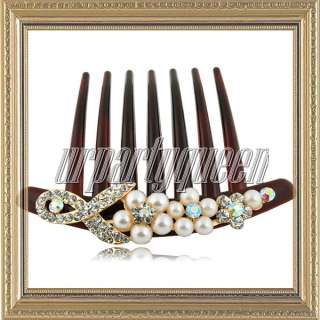 Pearl Crystal French Twist Thick Hair Comb Styling Clip  