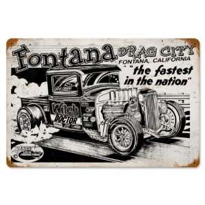 Fontana Drag City Automotive Vintage Metal Sign   Garage 