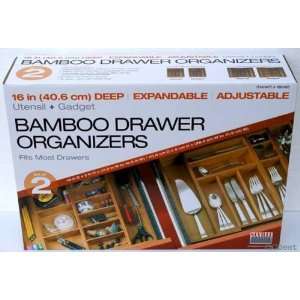  2 Deluxe, Expandable & Adjustable Bamboo Drawer Organizers 