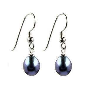  8 9MM Blue Freshwater Pearl Earrings: Jewelry