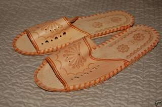 Polish slippers light brown leather hand made brand NEW  