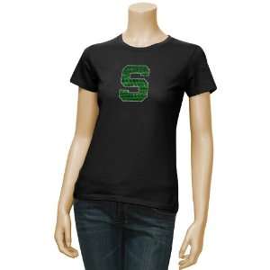   State Spartans Ladies Black Rhinestone T shirt: Sports & Outdoors
