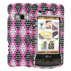    For LG EnV Touch Bling Hard Case Argyle Pink Blk Gems Electronics