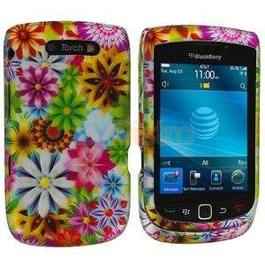 Green Pink Mixed Spring Garden Case Cover for Blackberry Torch 9800 