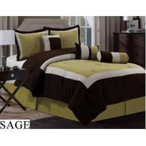   Sage Green / Brown BED in a BAG   Queen Size Bedding: Home & Kitchen