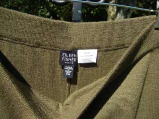 EUC Eileen Fisher Olive Green Wool Knit Straight Leg Pants Petite 