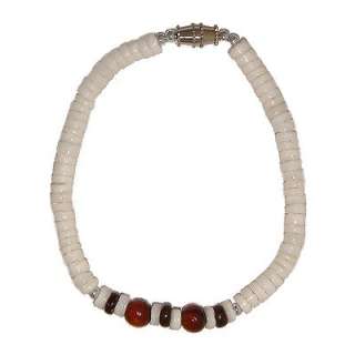 Hawaiian Jewelry White Shell with Koa Wood Bracelet  