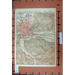  MAP 1896 RHINE PLAN FREIBURG SCHLOSSBERG GUNTHERSTHAL 