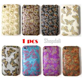 Glitter Butterfly Pattern Hard iPhone Case Cover 3G 3Gs  